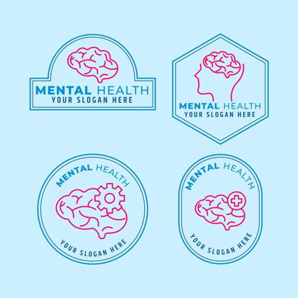 设置平面心理健康标志集包装标志模板心理健康