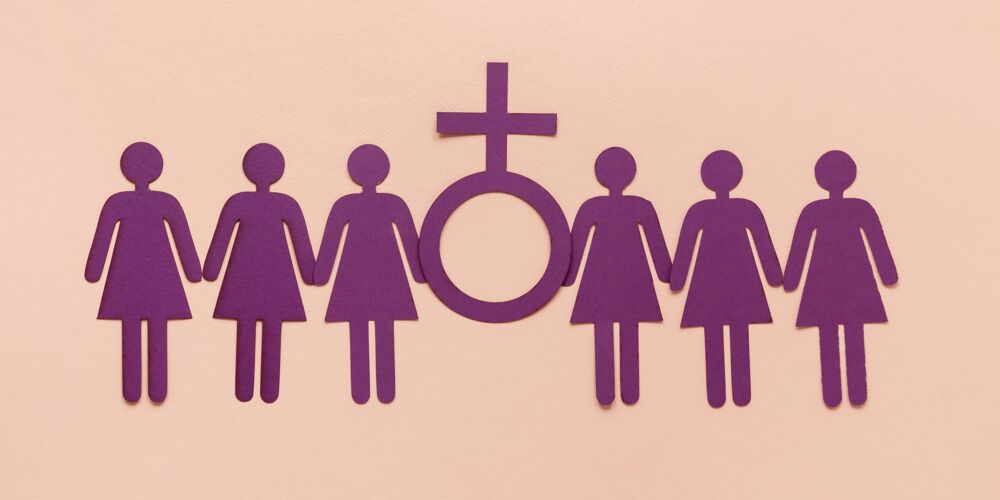 水平妇女节女性标志纸妇女顶视图庆祝3月8日平等