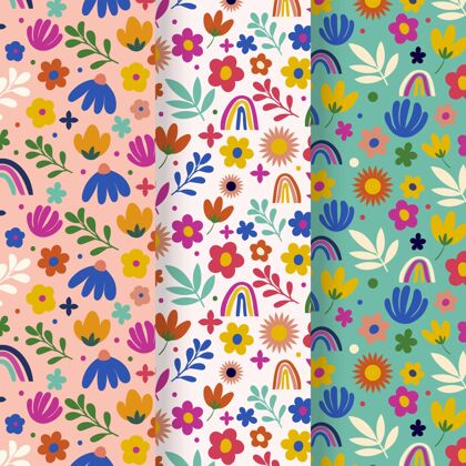 花手绘春季花卉图案系列无缝自然插图