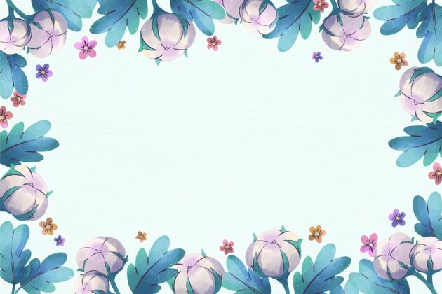 花复制空间粉彩蓝色花卉背景花美丽框架