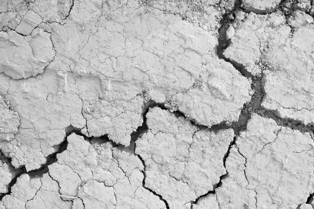 干旱沙漠中灰色地面裂缝的俯视图沙子粘土自然
