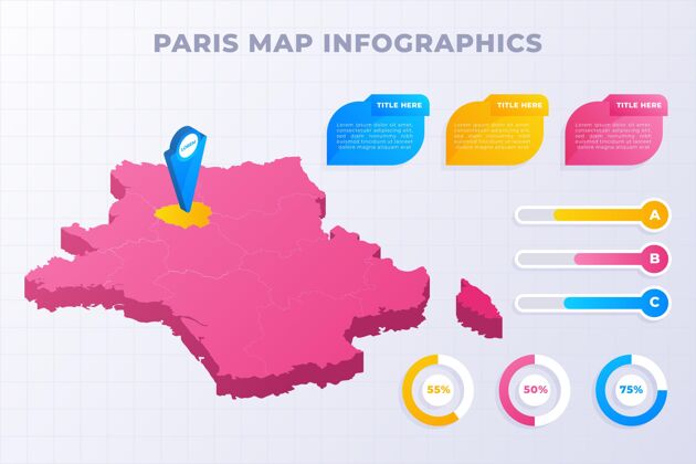分析等距巴黎地图信息图形模板地理信息领土