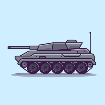 装甲坦克车卡通矢量图标插图军事运输图标概念隔离矢量平面卡通风格货运工业卡通