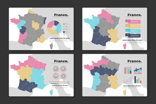 信息图平面法国地图信息图信息地图过程
