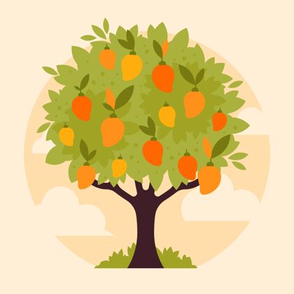 营养平面设计芒果树芒果水果美味