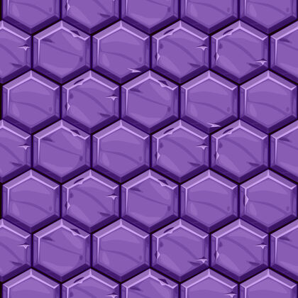 细节无缝纹理的亮紫色六角形石材瓷砖背景复古铺设几何瓷砖封面几何行