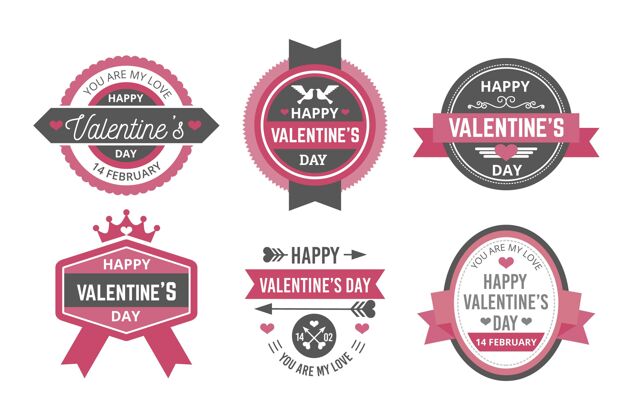 浪漫平面设计的情人节标签系列单位设计徽章设计