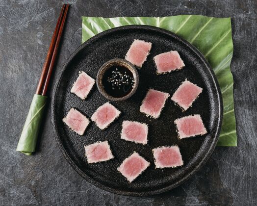 膳食日本菜的顶视图日本营养美味