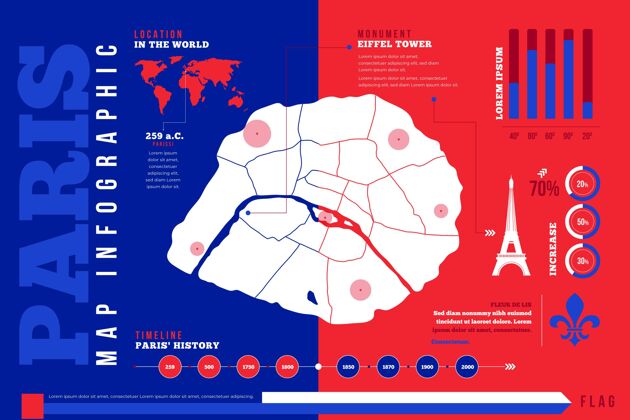 数据平面巴黎地图信息图巴黎图表模板
