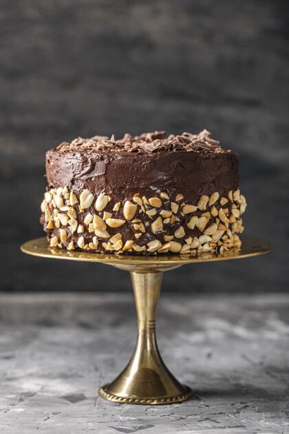 巧克力蛋糕美味巧克力蛋糕概念正面图美味烹饪美食