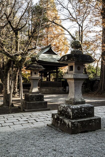 垂直日本寺庙建筑群的石头结构传统结构日本