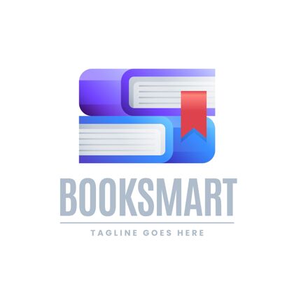 书籍Logo梯度图书标志与标语模板渐变Logo模板