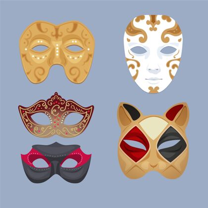 嘉年华一套2d化妆面具收藏庆祝威尼斯人嘉年华面具