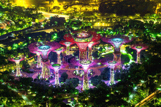 新加坡新加坡海湾花园里的超级树地标人造市中心