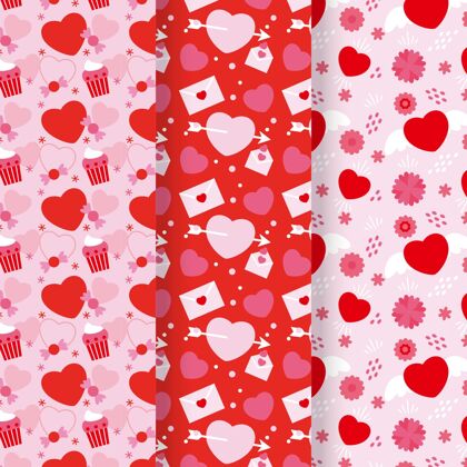 浪漫平面设计情人节图案系列爱2月14日庆祝