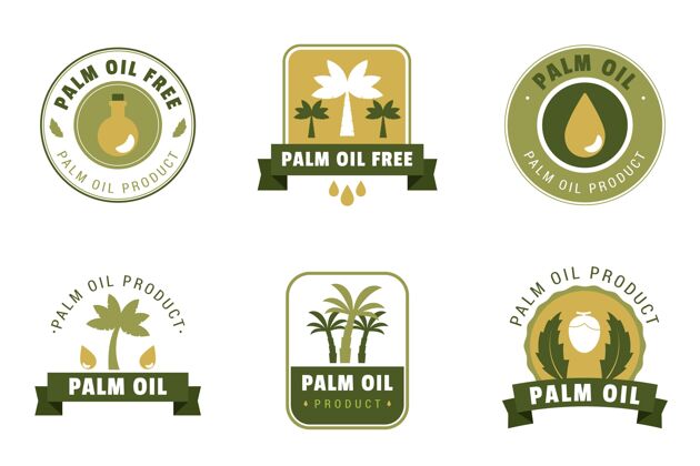 包装平面设计一套棕榈油徽章平面棕榈平面设计