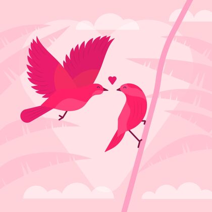 情人节可爱的情人节小鸟情侣爱鸟浪漫