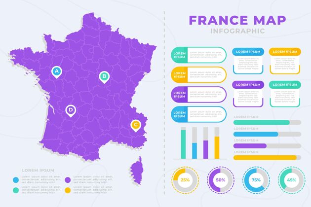 地图平面法国地图信息图分析图表信息