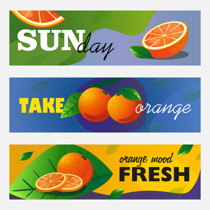酒吧柑橘横幅集整个和削减橙色水果和树叶矢量插图与文字食品和饮料的新鲜酒吧传单和小册子设计的概念插图新鲜咖啡馆