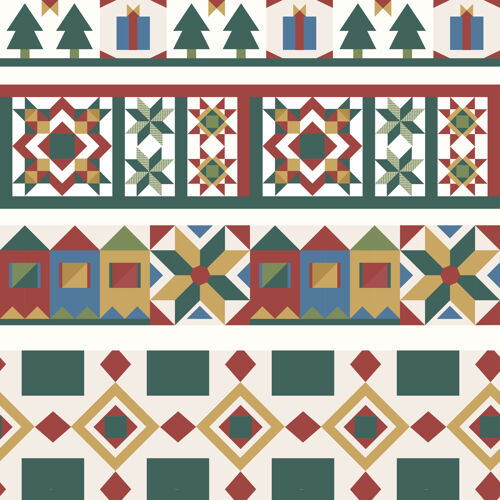 圣诞快乐彩色圣诞瓷砖几何无缝图案包装纸印花节日