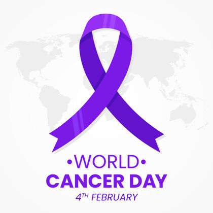 运动世界地图上的癌症日紫丝带2月4日支持4日