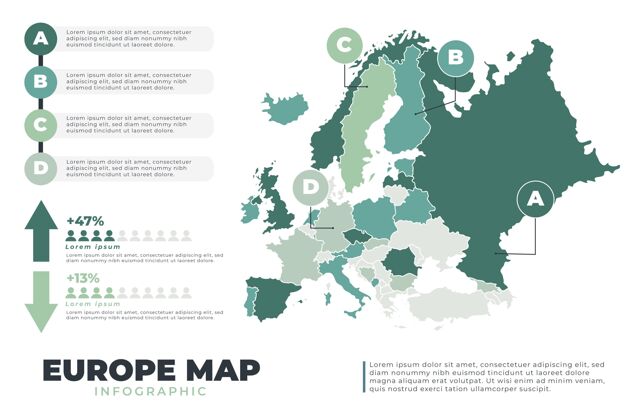 绘制手绘欧洲地图信息图手图形模板