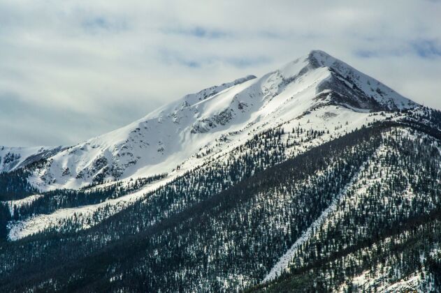 寒冷雪域蓝天下群山的迷人景色自然山脉山谷