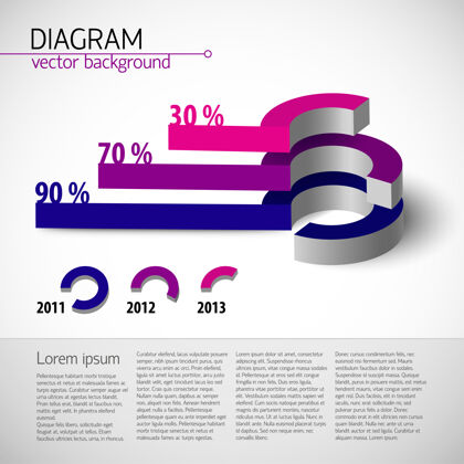 战略彩色现实图表模板与文本字段和百分比比例在紫色界面研究演示