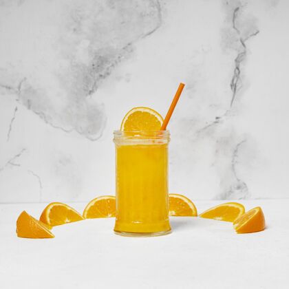 方形美味的橙汁杯液体有机饮料