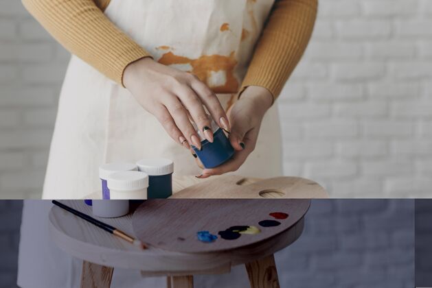 生活方式把握住油漆容器的手收起来女性特写艺术