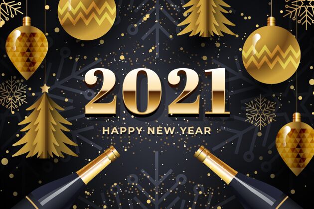 黄金装饰新年2021背景与现实的金色装饰除夕年乐趣